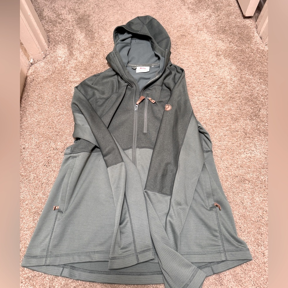 Fjallraven Sage Green Hooded Full Zip Jacket